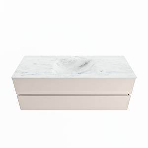 Mondiaz Vica Dlux badmeubel 130cm Linen - Cloud wastafel Opalo midden - met 1 kraangat