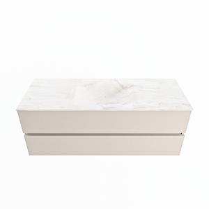 Mondiaz Vica Dlux badmeubel 130cm Linen - Cloud wastafel Ostra midden - met 1 kraangat