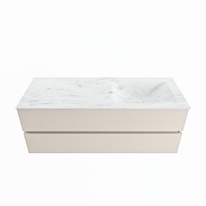 Mondiaz Vica Dlux badmeubel 130cm Linen - Cloud wastafel Opalo rechts - zonder kraangat