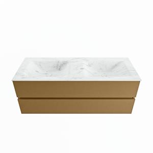 Mondiaz Vica Dlux badmeubel 130cm Oro - Cloud wastafel Opalo dubbel - met 2 kraangaten