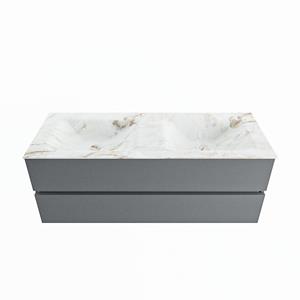 Mondiaz Vica Dlux badmeubel 130cm Plata - Cloud wastafel Frappe dubbel - zonder kraangat