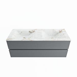 Mondiaz Vica Dlux badmeubel 130cm Plata - Cloud wastafel Frappe dubbel - met 2 kraangaten