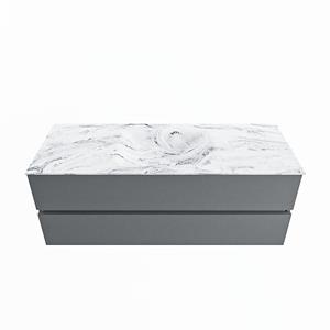 Mondiaz Vica Dlux badmeubel 130cm Plata - Cloud wastafel Glace midden - zonder kraangat