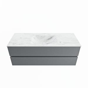 Mondiaz Vica Dlux badmeubel 130cm Plata - Cloud wastafel Opalo midden - zonder kraangat