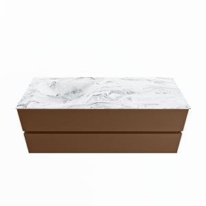 Mondiaz Vica Dlux badmeubel 130cm Rust - Cloud wastafel Glace links - zonder kraangat