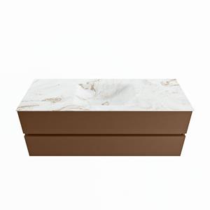 Mondiaz Vica Dlux badmeubel 130cm Rust - Cloud wastafel Frappe midden - zonder kraangat
