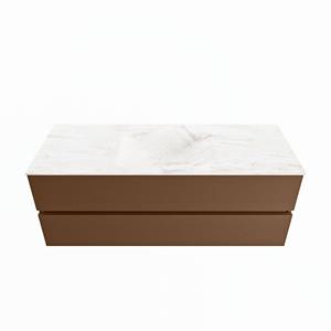 Mondiaz Vica Dlux badmeubel 130cm Rust - Cloud wastafel Ostra midden - zonder kraangat