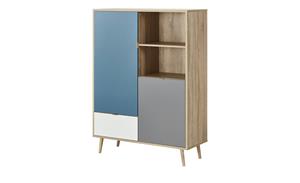 Highboard ¦ blau ¦ Maße (cm): B: 103 H: 139 T: 40  - Möbel Kraft