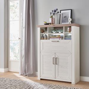 set one by Musterring Highboard York Type 15, met houten deuren en klep, verlichting optioneel, breedte 105 cm