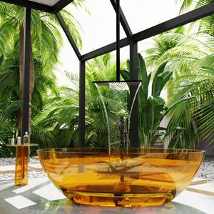 Mondiaz Cristal vrijstaand bad 180x85cm transparant gold