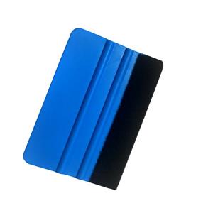Aandruk spatel/rakel blauw kunststof voor raamfolie en plakplastic ca. 10 cm -