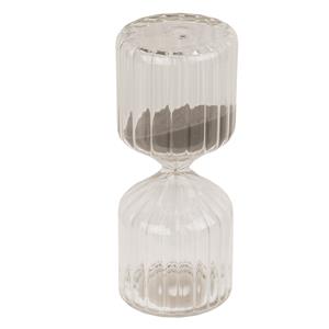 Zandloper woondecoratie - glas - 13 x 6 cm - grijs zand -