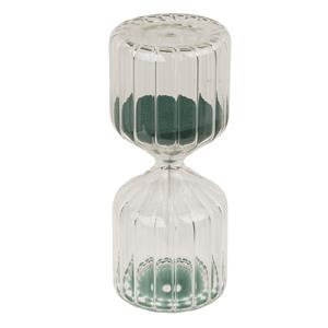 Zandloper woondecoratie - glas - 13 x 6 cm - groen zand -