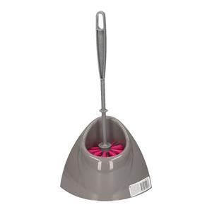 Wc-borstel met houder grijs/roze 32 cm -