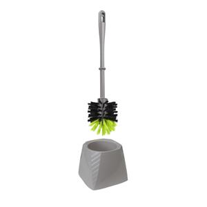 Brumag Kunststof wc-borstel/toiletborstel met houder grijs/groen 37.5 cm -