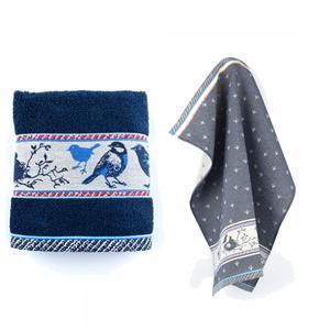 Countrylifestyle Thee- en keukendoek Birds dk blue
