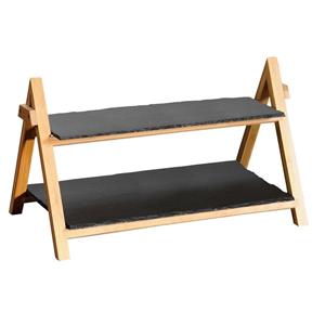 Kesper Etagere 2-laags van bamboe/leisteen 24 x 43 x 27 cm -