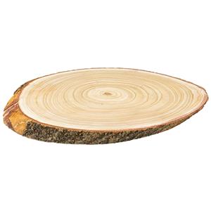 Kaarsenplateau/kaarsen onderzetter boomschijf - hout - 51 x 32 x 4 cm - ovaal -