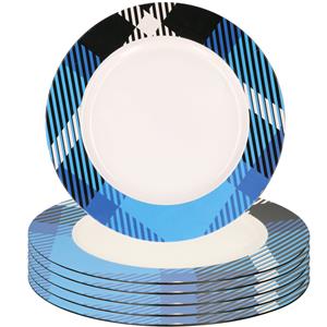 Bord 10x kunststof wit/blauw motief 33 cm -