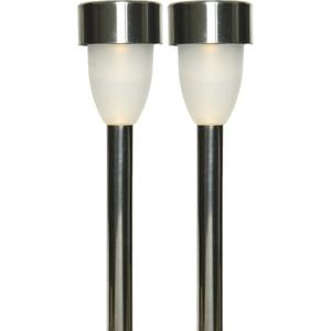 Lumineo 2x Buiten/tuin LED RVS stekers Nova solar verlichting 26 cm -