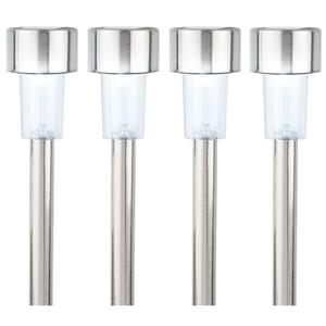 Lumineo 5x Buiten/tuin LED zilveren stekers solar verlichtingen 36 cm RVS koud wit -