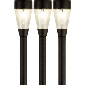 Lumineo 3x Buiten/tuin LED zwarte stekers Jive solar verlichting 32 cm -