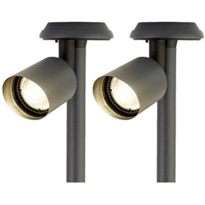 Lumineo Set van 2x stuks solar spotlight/tuinpad verlichting op zonne-energie 25 cm -