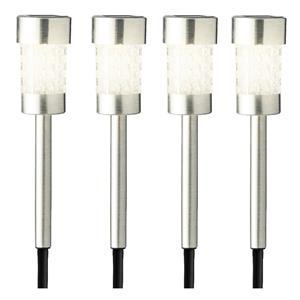 Lumineo 4x Buiten/tuin LED zilveren stekers solar verlichtingen 26 cm -
