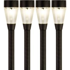 Lumineo 4x Buiten/tuin LED zwarte stekers Jive solar verlichting 32 cm -