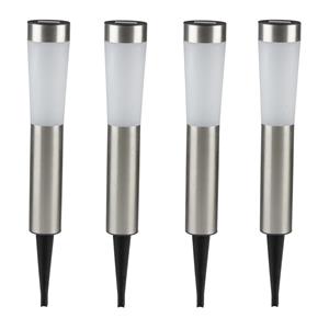 Grundig 4x Solar tuinlampen pilaar/paal op zonne-energie 56 cm tuinverlichting -
