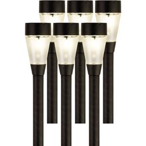 Lumineo 6x Buiten/tuin LED zwarte stekers Jive solar verlichting 32 cm -