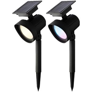 Lumineo Set van 2x stuks solar spotlights/tuinpad verlichting op zonne-energie 31 cm -