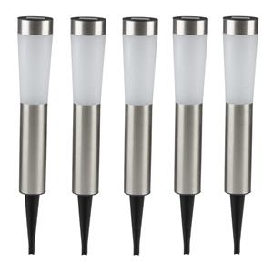 Grundig 5x Solar tuinlampen pilaar/paal op zonne-energie 56 cm tuinverlichting -