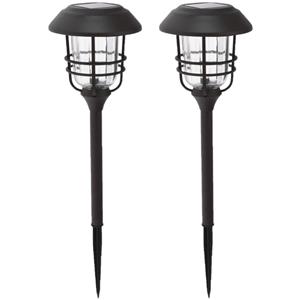 Pro Garden Set van 2x stuks solar tuinlampen/prikspots op zonne-energie 59 cm -