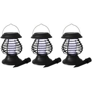 Set van 3x stuks solar tuinlampen/prikspots anti-muggenlampen op zonne-energie 22 cm -