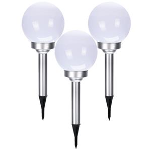Pro Garden Set van 5x stuks solar tuinlampen/prikspots bol op zonne-energie 15 cm -
