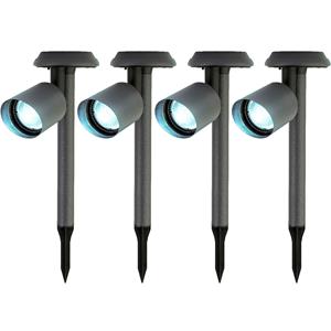 Lumineo 4x stuks solar prikspots/tuinspots - metaal - zwart - H26 cm -