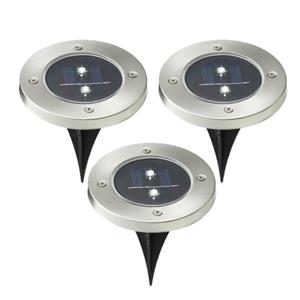 Cepewa Set van 6x stuks solar tuinlampen/prikspots grondspot op zonne-energie 12 cm RVS -