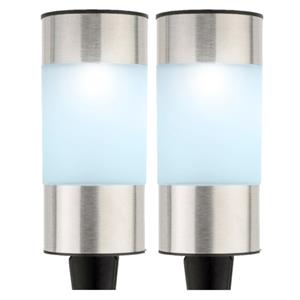Lumineo Set van 10x stuks solar tuinlamp/prikspot cilinder op zonne-energie 14 cm -