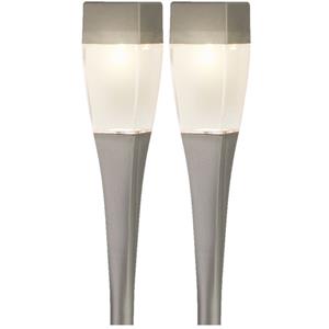 Lumineo Set van 10x stuks solar tuinlamp/prikspot zilver op zonne-energie 26 cm -