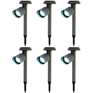 Lumineo 6x stuks solar prikspots/tuinspots - metaal - zwart - H26 cm -