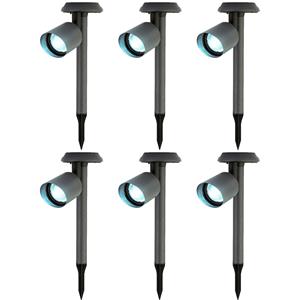 Lumineo 6x stuks solar prikspots/tuinspots - metaal - zwart - H26 cm -