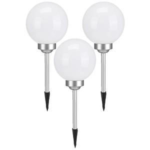 Set van 3x stuks solar tuinlampen/prikspots bol met roterende functie op zonne-energie 20 cm -