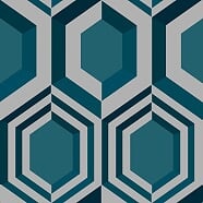 Dutch Wallcoverings Behang Galactik Retro Petrol/Grijs J407-11