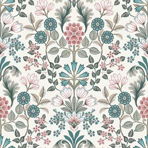 Dutch Wallcoverings Behang Escapade Bloem Beige/Groen/Rood A414-10