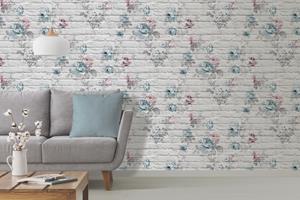Dutch Wallcoverings Behang Escapade Baksteen/Bloem Grijs L781-09
