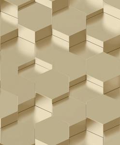 Dutch Wallcoverings Behang Galactik 3D Zeshoek Goud L970-02