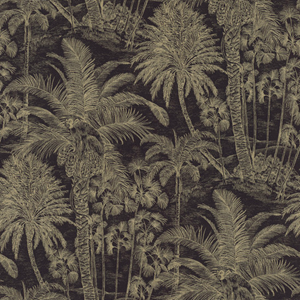Rasch Selection 832525 Vliestapete Botanisch 10.05 x 0.53 m Schwarz Gold Wohnzimmer Flur Büro Küche Wohnräume - Schwarz, Gold