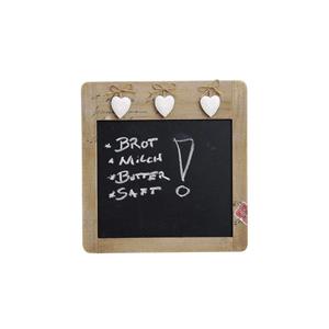 1x Houten schoolborden schrijfborden/memoborden met hartjes 28 x 29 cm -