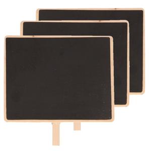 6x Houten memo krijtbordjes met knijper 15 x 12 cm -